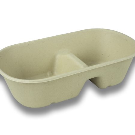 MENU BOX, 2 SLOTS, LARGE / Bagasse / 232 x 132 x 60 mm