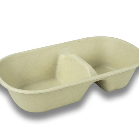 MENU BOX, 2 SLOTS, SMALL / Bagasse / 232 x 132 x 47 mm