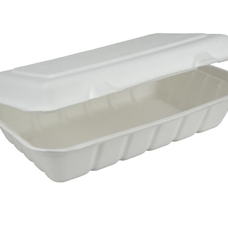 MENU BOX S VÍKOM, VEĽKÝ, 1 SLOT / Bagasse / 239 x 156 x 63 mm